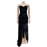 Sequin Big Swing Split Wrap Chest Maxi Dress BY-6712