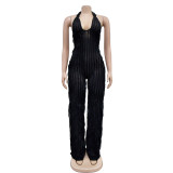 Deep V Neck Backless Halter Jumpsuit BY-6737