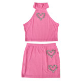 Loving Rhinestone Tank Tops And Skirts 2 Piece Set GNZD-9612SD