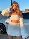 Wrap Chest Tops And Skirt Plush 2 Piece Set GNZD-9627SD