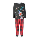 Christmas Moose Print Plaid Family Matching Pajama Set YLDF-478