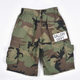 Loose Letter Camouflage Print Casual Shorts GNZD-6495PL