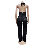 Deep V Neck Backless Halter Jumpsuit BY-6737
