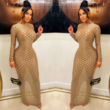 Solid Color Long Sleeve Slim Maxi Dress BY-6741