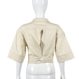 Half Sleeeve Lapel Neck Short Coat GNZD-9536TD
