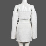 Wrap Chest Tops And Skirt Plush 2 Piece Set GNZD-9627SD
