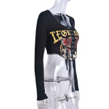 Long Sleeve Print Slim Tops GNZD-9662TD