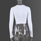 Letter Print Long Sleeve Tight T Shirt GNZD-9670TD