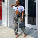 Camouflage Print Loose Casual Zipper Trousers GNZD-8809PD