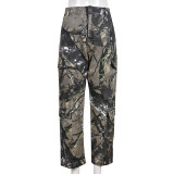 Camouflage Print Loose Casual Zipper Trousers GNZD-8809PD
