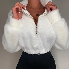 Long Sleeve Warm Plush Zipper Sweatshirt GNZD-8030DN