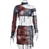 Sexy Contrast Color Crop Tops Halloween Set GNZD-9510SD