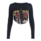 Long Sleeve Print Slim Tops GNZD-9662TD