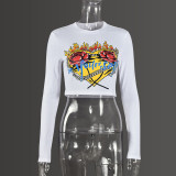 Casual Print Long Sleeve Tight T Shirt GNZD-9674TD