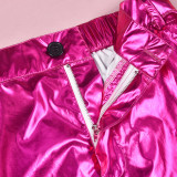 Bright Leather Zipper Drawstring Casual Pants GNZD-9598PD