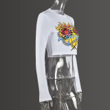 Casual Print Long Sleeve Tight T Shirt GNZD-9674TD
