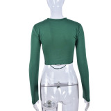 Letter Print Long Sleeve Tight T Shirt GNZD-9670TD