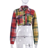 Contrast Color Long Sleeve Plaid Shirt GNZD-31369TY