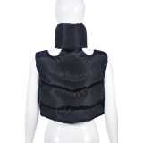 Zipper Sleeveless Cotton Filled Short Jacket GNZD-9511TD