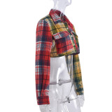 Contrast Color Long Sleeve Plaid Shirt GNZD-31369TY