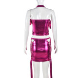 Sexy Halter Wrap Chest Tops And Tie Up Skirt 2 Piece Set GNZD-9442SD