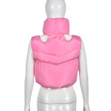 Zipper Sleeveless Cotton Filled Short Jacket GNZD-9511TD