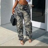 Camouflage Print Loose Casual Zipper Trousers GNZD-8809PD