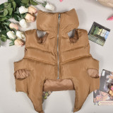 Zipper Sleeveless Cotton Filled Short Jacket GNZD-9511TD