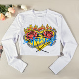 Casual Print Long Sleeve Tight T Shirt GNZD-9674TD