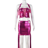 Sexy Halter Wrap Chest Tops And Tie Up Skirt 2 Piece Set GNZD-9442SD