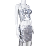Sexy Halter Wrap Chest Tops And Tie Up Skirt 2 Piece Set GNZD-9442SD