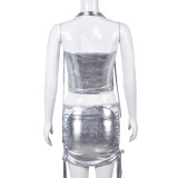 Sexy Halter Wrap Chest Tops And Tie Up Skirt 2 Piece Set GNZD-9442SD