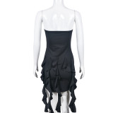 Wrap Chest Slim Tassel Mini Dress GNZD-9474DD
