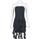 Wrap Chest Slim Tassel Mini Dress GNZD-9474DD