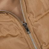 Zipper Sleeveless Cotton Filled Short Jacket GNZD-9511TD