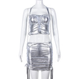 Sexy Halter Wrap Chest Tops And Tie Up Skirt 2 Piece Set GNZD-9442SD
