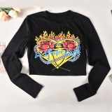 Casual Print Long Sleeve Tight T Shirt GNZD-9674TD