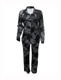 Fashion Printed Shirt Long Pants Two Piece Set OMY-11031