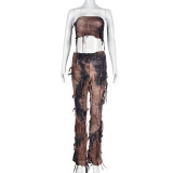 Tie Dye Warp Chest And Pants 2 Piece Set GNZD-7918SG