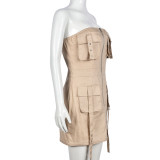 Wrap Chest Zipper Backless Mini Dress GNZD-9632DD