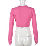 Sexy Print Long Sleeve Bandage T Shirt GNZD-9721TD