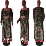 Fashion Wrap Chest+Pants+Jacket Camouflage Three Piece Set HMS-6269