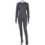 Long Sleeve Hollow Out Denim Jumpsuit GNZD-8637JD