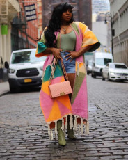Casual Color Blocking Tassel Knit Coat TR-1291