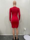 Solid Color Heart Shape Hot Drilling Mini Dress  BN-9442