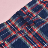 Patchwork Contrast Color Plaid Split Skirt GNZD-7993SG