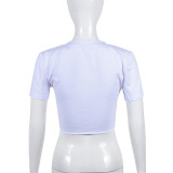 Sexy Print Hollow Out Bandage T Shirt GNZD-9471TD