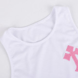 Embroidered Crosses Tank Top Two Piece Skirt Set GNZD-8895SD