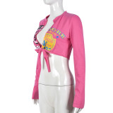 Sexy Print Long Sleeve Bandage T Shirt GNZD-9721TD