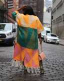 Casual Color Blocking Tassel Knit Coat TR-1291